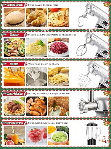 Miniatura 2 de Mezclador de pie 8-EN-1 de 8.5 cuartos de galón, 2000W, mezclador de cocina eléctrico multifuncional de fermentación de 6 velocidades con cabezal