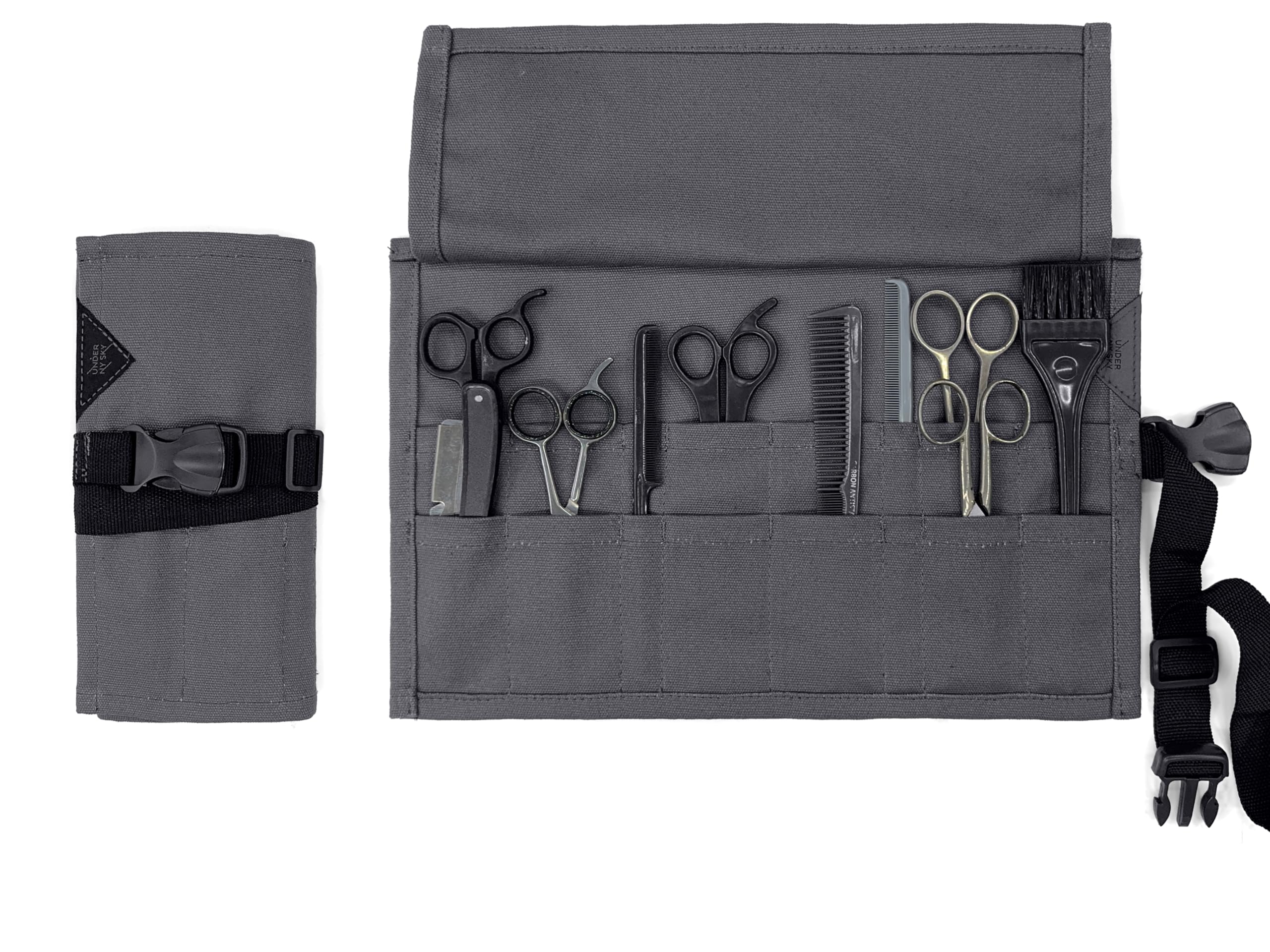 Under NY Sky Salon Scissors Roll Up Holder, for Hair Salon Tools - Gray