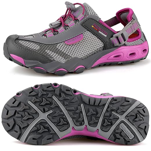 HUMTTO Women's Amphibious Water Shoes - Closed Toe Hiking Sandals Summer Outdoor Water Sandal Non-Slip River Shoes Quick Drying Aqua Shoe