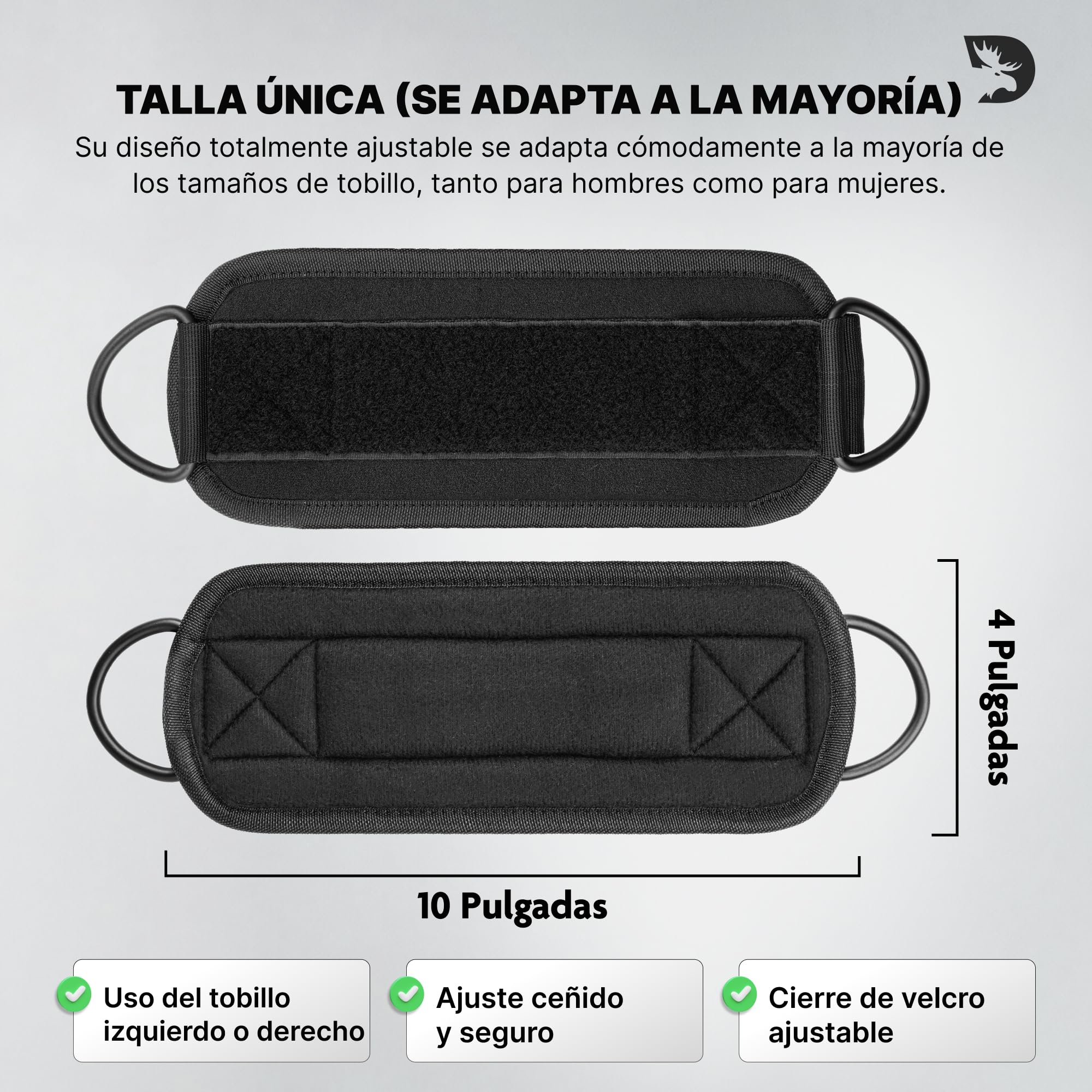 DMoose Fitness Tobilleras Poleas Gym - Talla Única Con Puños Acolchados De Primera Calidad - Accesorios Gym Mujer Ejercicios De Glúteos - Correa Para El Tobillo Para Hacer Botín Ejercicio