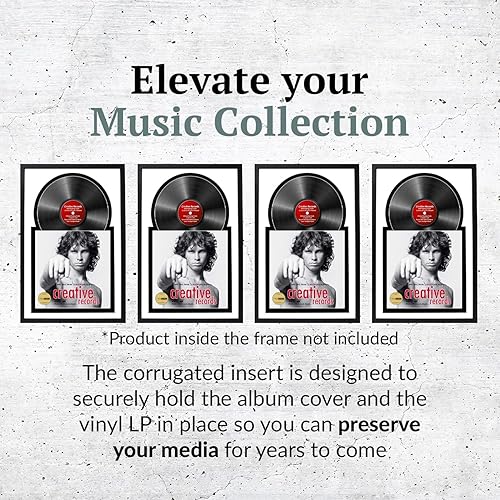 Miniatura 3 de Creative Picture Frames Marco de vinilo Jukebox de 16 x 24 pulgadas con paspartú doble blanco-negro, marco de álbum de discos LP para decoración de