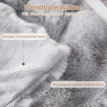 Cuddly Blanket Rabbit Plush Blanket Super Soft Blanket Thick 1000 g/m² Flannel Blanket Couch Blanket Warm Sofa Throw Versatile Blanket for Bed Sofa Bedroom Office Light Grey 100 x 160 cm