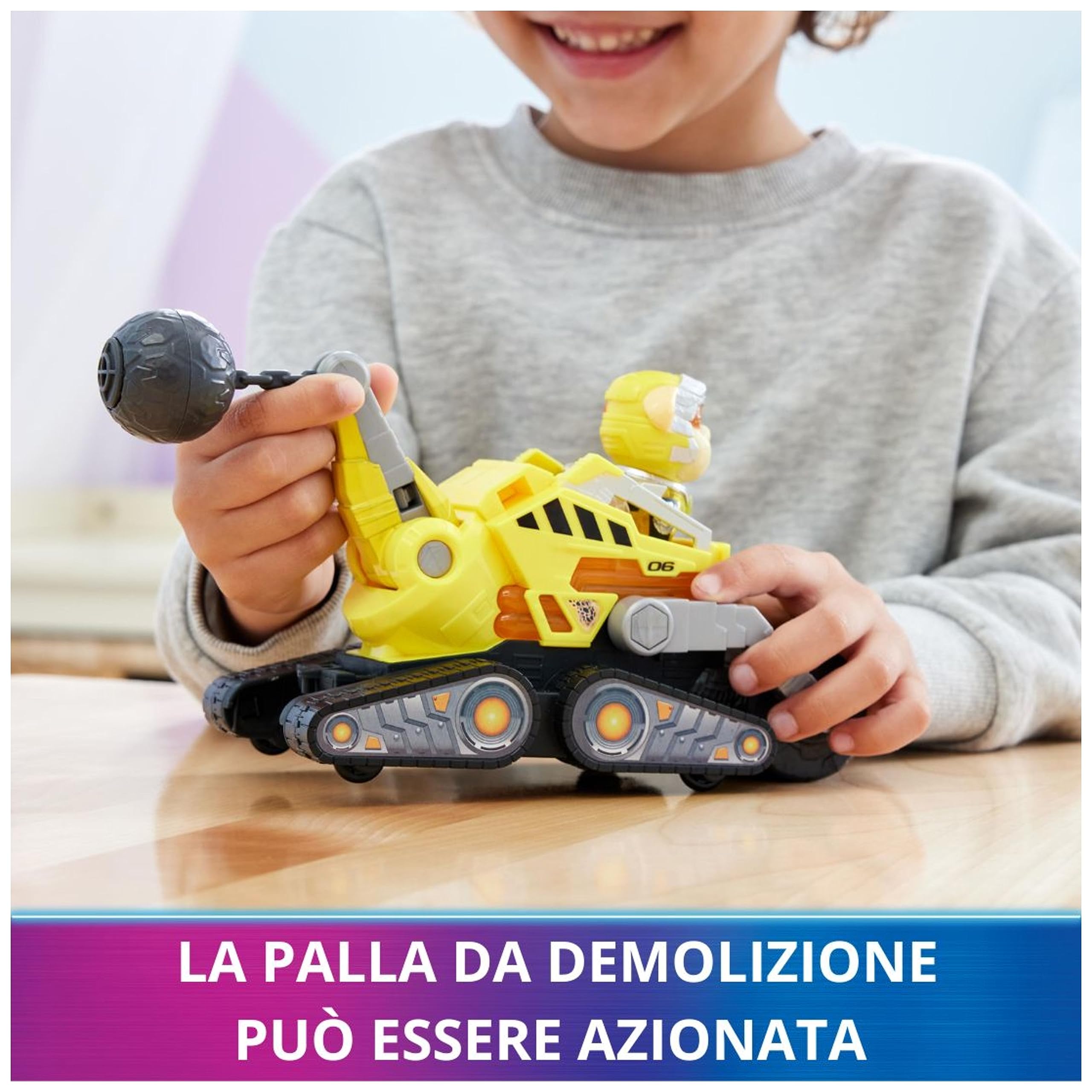 Paw Patrol, Bulldozer di Rubble Tematizzato Il Super Film, con Luci e Suoni, Giochi per Bambini e Bambine, 3+ Anni