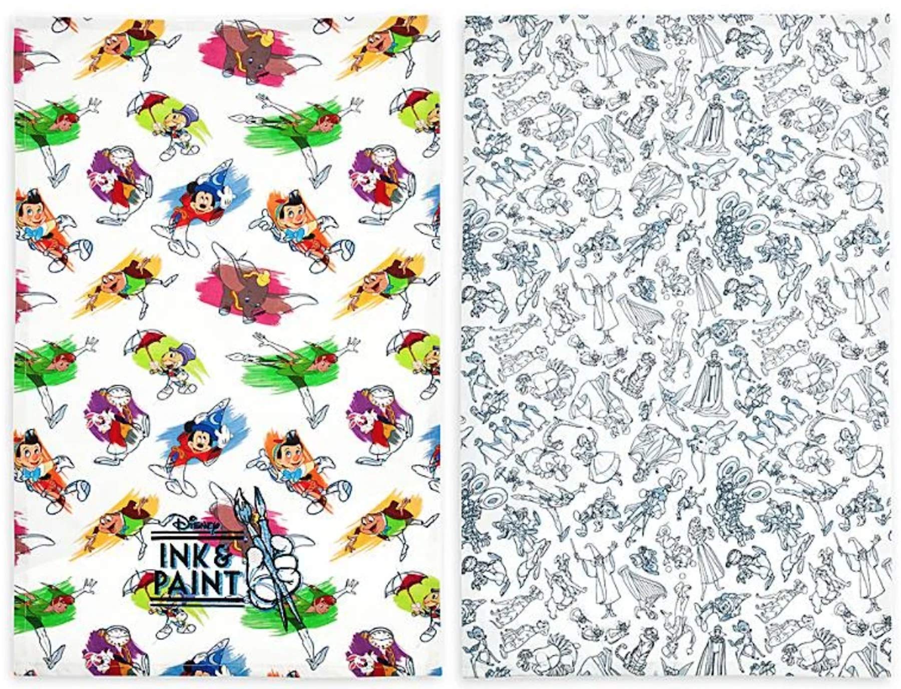 DisneyParks Ink and Paint Kitchen Dish Towel Set of 2