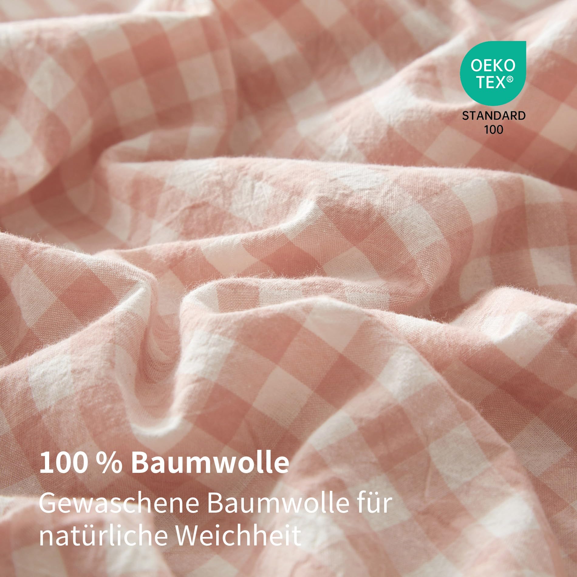 Boqingzhu Bettwäsche Kariert 135x200 cm Rosa Weiß Baumwolle ÖKO-TEX