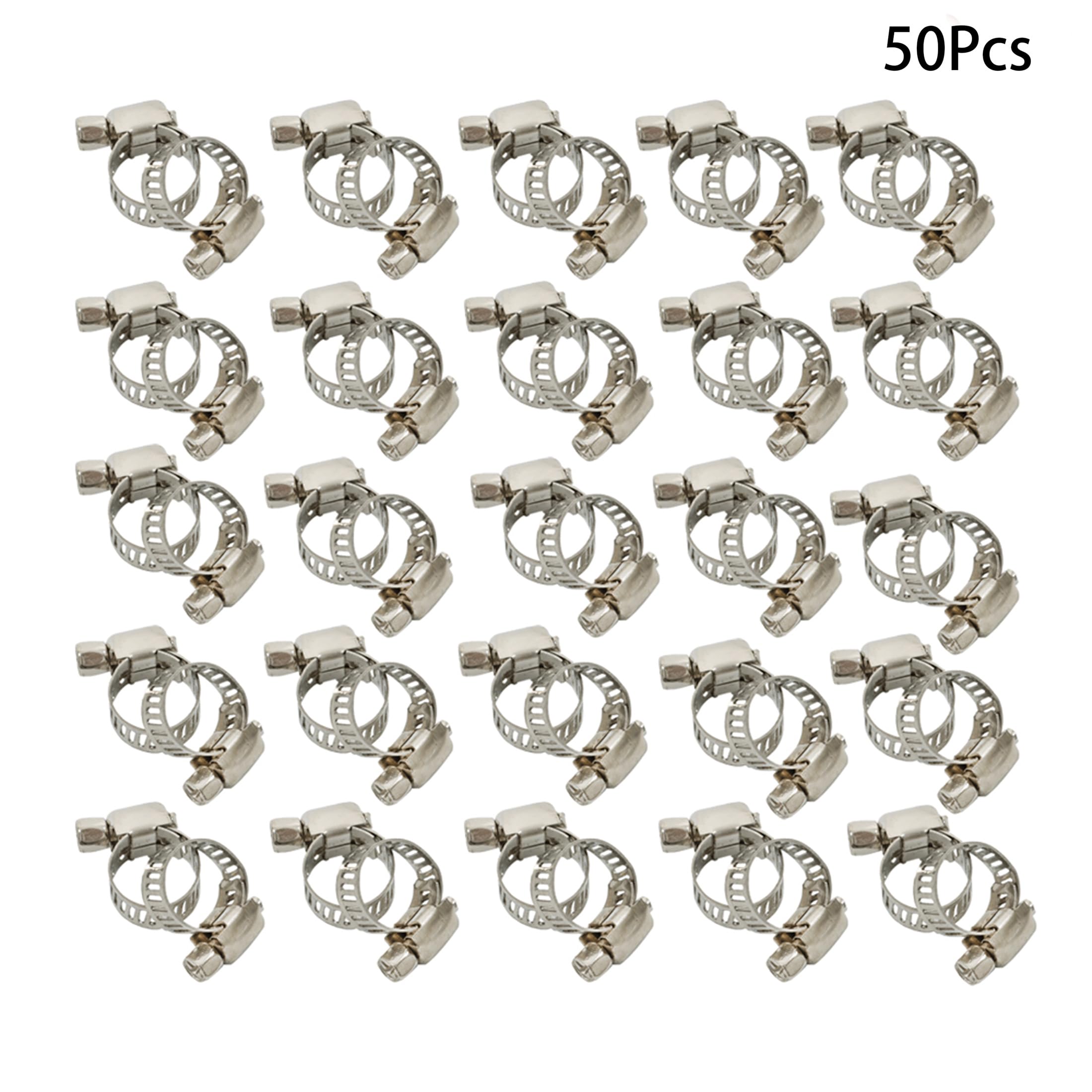 Thomletha 50Pcs Hose Clamp 3/8-1/2 Inch Stainless Steel Hose Clamp 8-12 MM Fittings Clamps Fit for Fixing Hoses, Cables and Fuel Lines