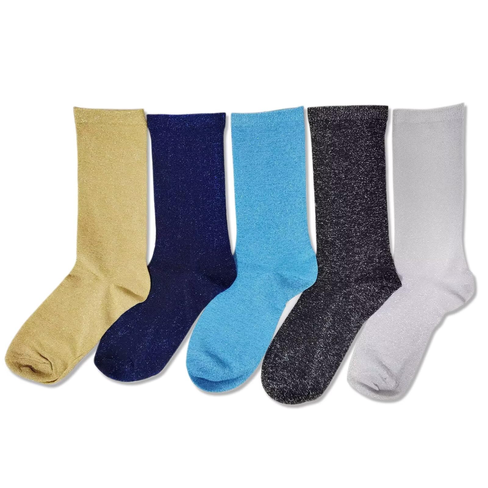 Cenast Unisex 5Pairs-5 Colors 2 Pairs Women's Novelty Glitter Ankle Socks Casual Ladies Bright Retro Sox Piles Sock, One Size