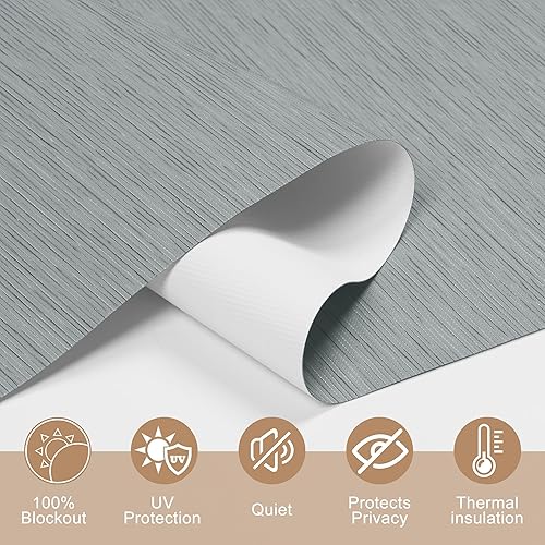 Miniatura 3 de Persianas enrollables opacas para ventanas, persianas enrollables sin cordones con cenefa de cassette, persianas de ventana de jacquard a rayas para