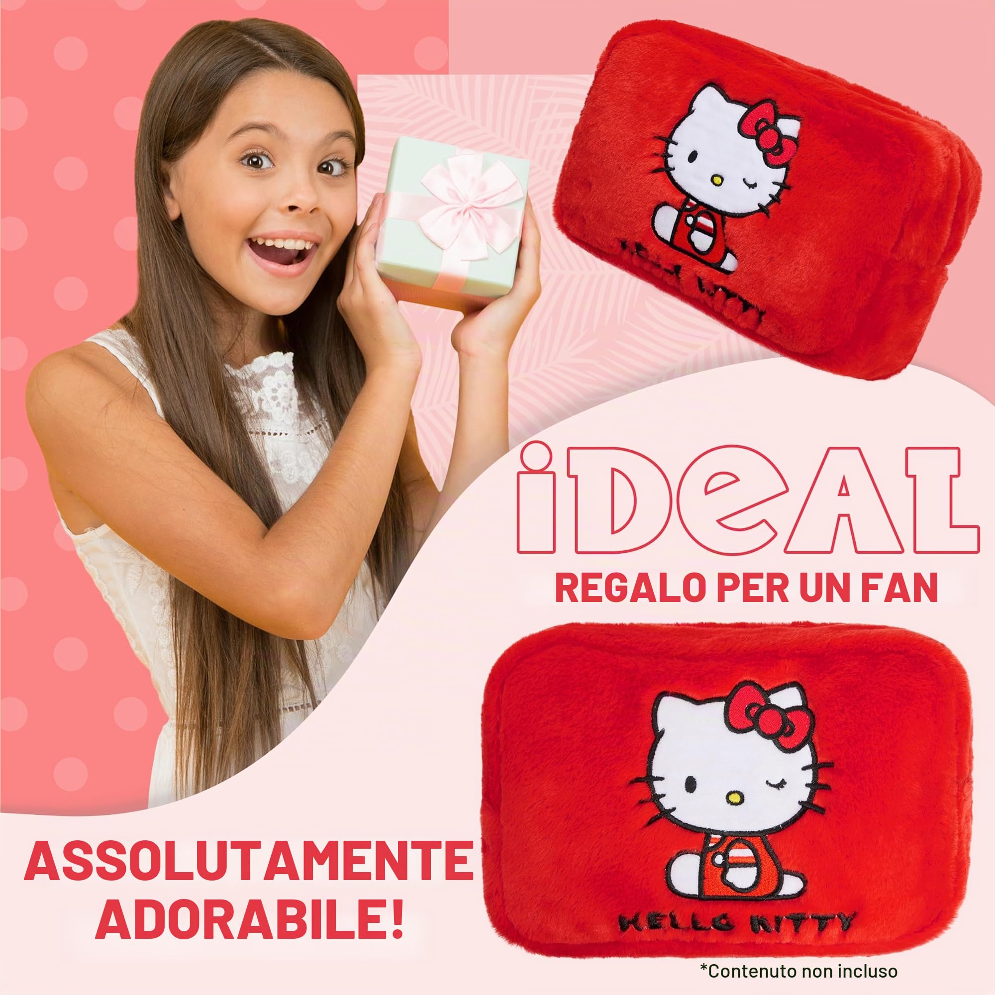 Hello Kitty Kawaii Carina Borsa Trucchi Beauty Case da Viaggio Donna Adolescenti, Soffice Borsa da Toilette, Regalo Donna