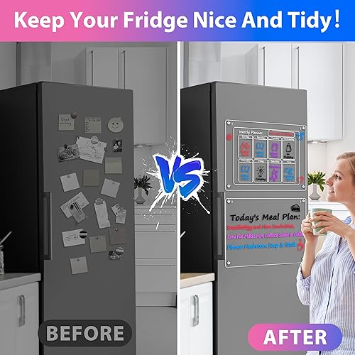 Miniatura 5 de Paquete de 2 calendarios magnéticos para refrigerador, con impresión UV, calendario acrílico mensual y semanal de 16 x 12 pulgadas para refrigerador