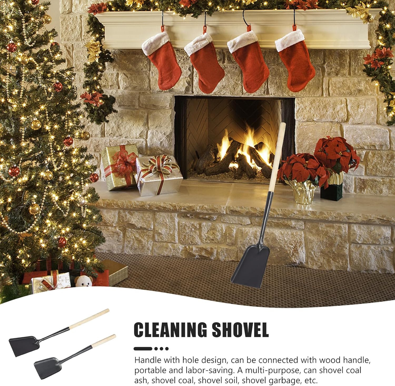 2Pcs Long Handle Hand Shovel for Kitchen Stove and Fireplace Ash Cleaning Fireplace Ash Shovel for BBQ and Household Use Easy to Scooper