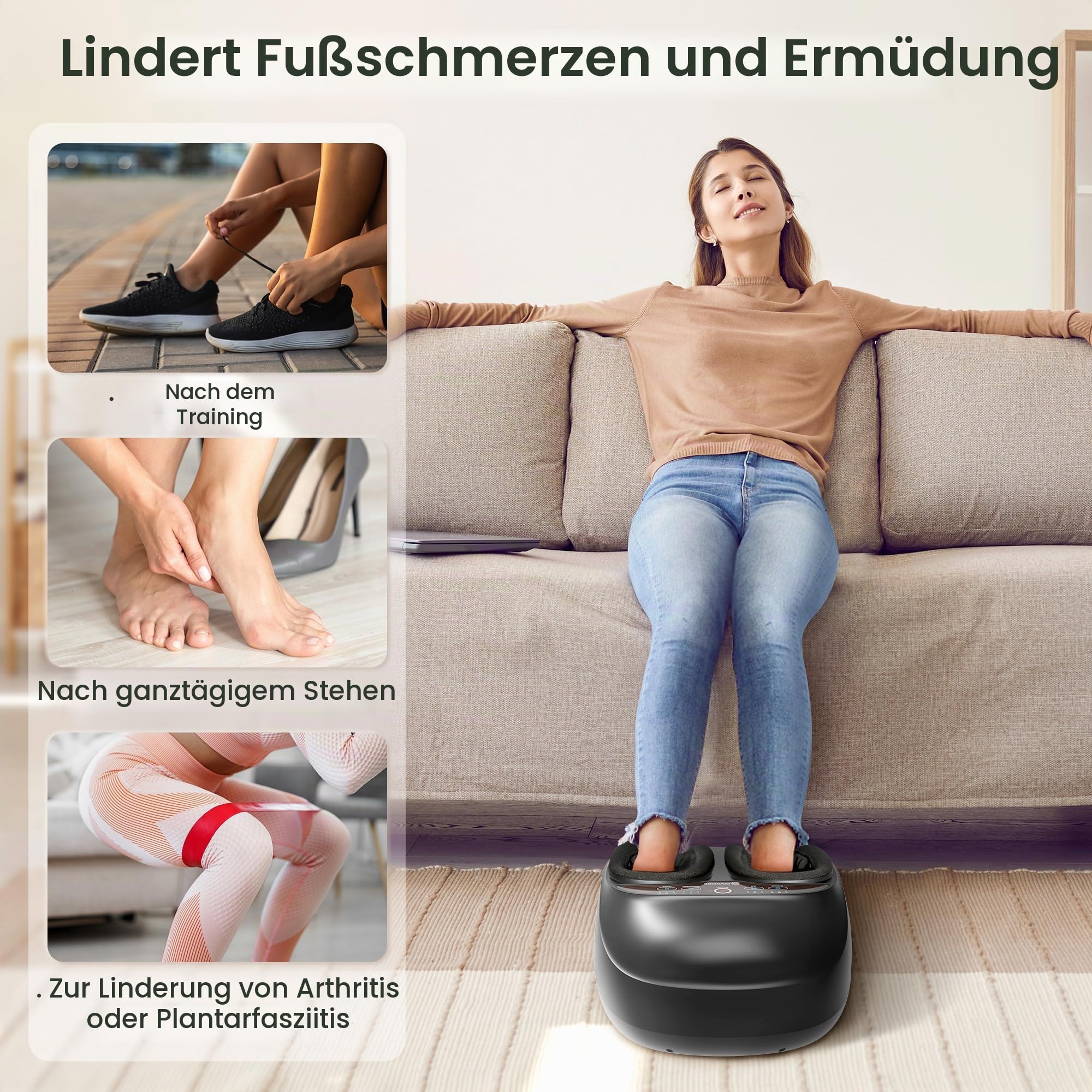 COMFIER Fußmassagegerät mit Wärme, Fussmassagegerät Elektrisch, Tiefenknet Shiatsu fußmassage für Plantarfasziitis & Neuropathie, Geschenke für Frauen, Männer, Bis Schuhgröße 47