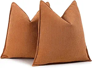 ZWJD Orange Pillow Covers 26x26 Set of 2 Chenille Throw Pillow Covers with Elegant Design Soft and Luxurious Decorative Throw Pillows for Couch, Bed, and Home Decor