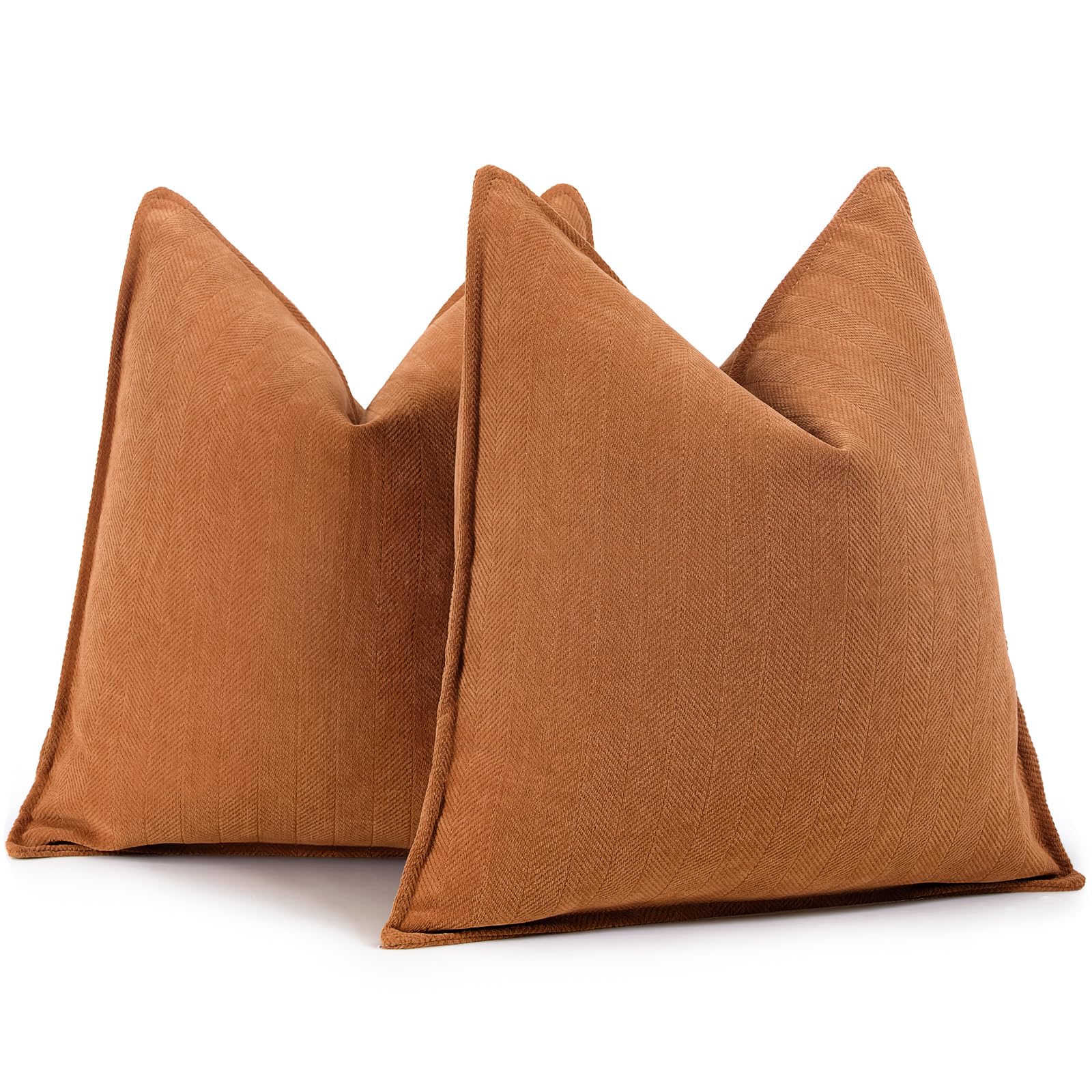 ZWJD Orange Pillow Covers 24x24 Set of 2 Chenille Throw Pillow Covers with Elegant Design Soft and Luxurious Decorative Throw Pillows for Couch, Bed,