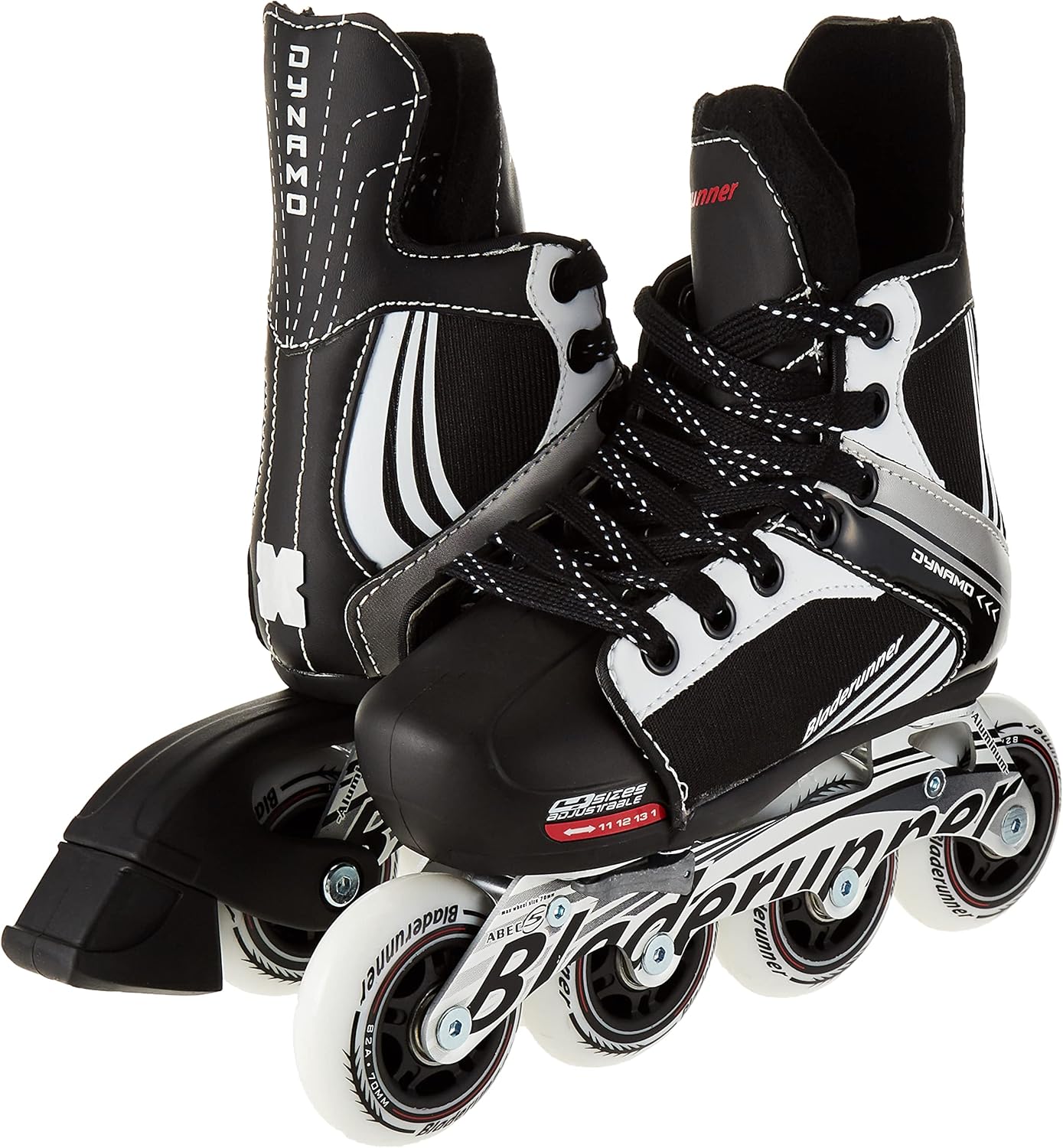 Rollerblade Bladerunner Dynamo Jr Patines en línea de hockey ajustable, color negro y rojo