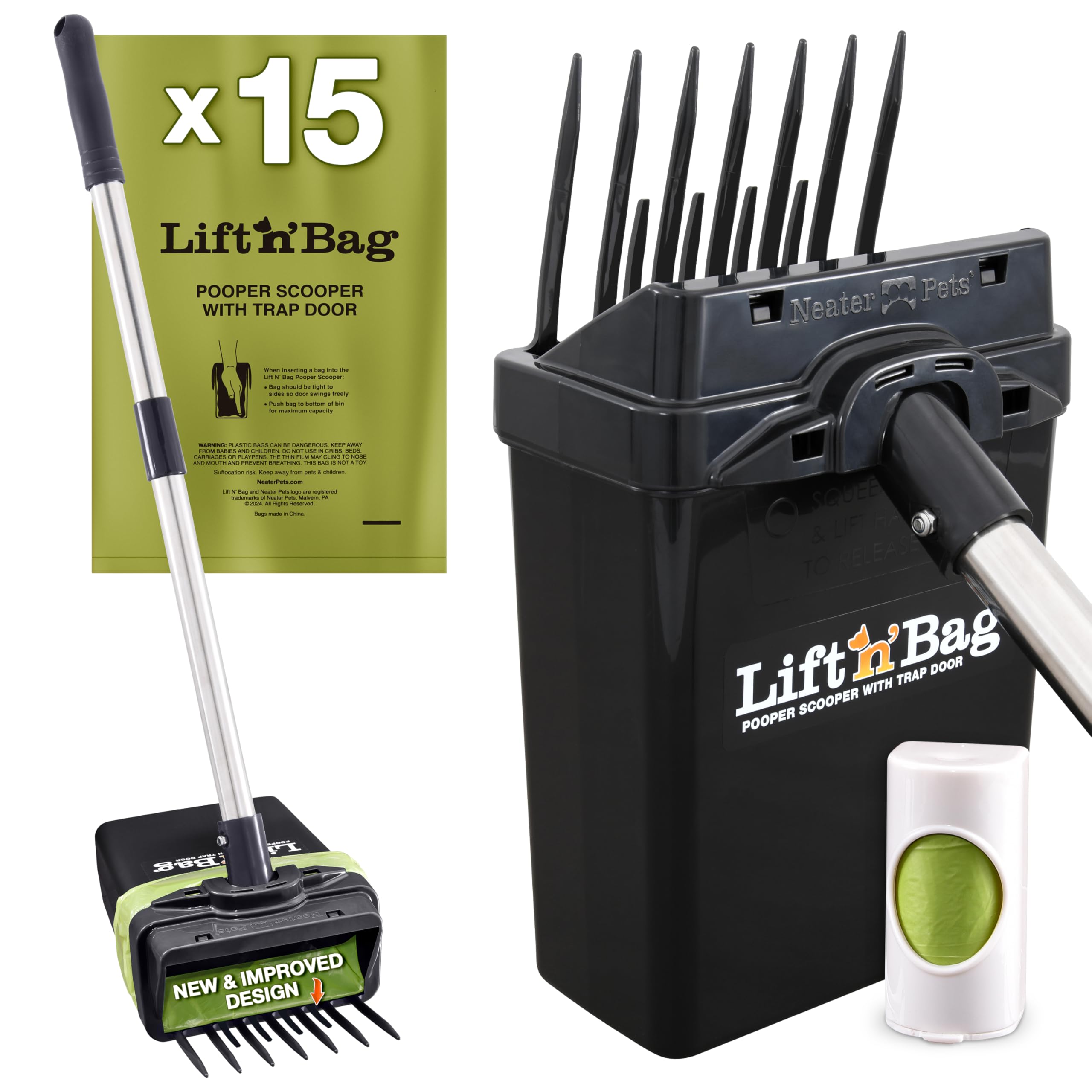 Neater Pet Brands Lift N Bag 2 0 Dog Pooper Scooper with Bag Attachment 22 Pole for Small