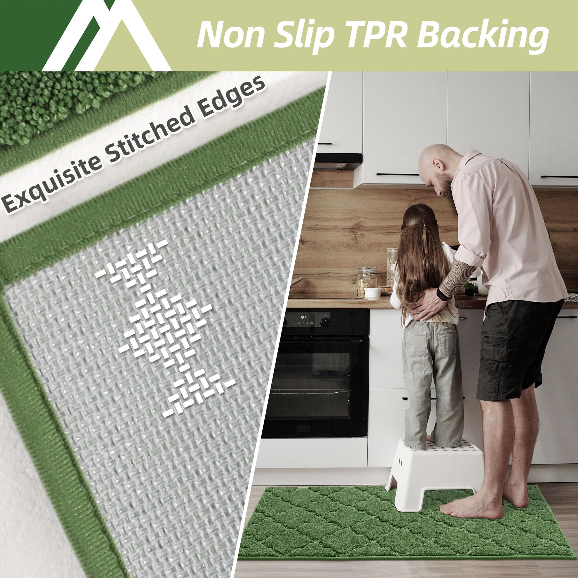 COSY HOMEER Kitchen Rugs Non Slip Washable 24"x36" 24"x60",Absorbent Soft Kitchen Mats For Floor,Polyester Kitchen Runner Rug Sets Of 2,Kitchen Floor Mats For Sink Mat,Hallway,Laundry,Light Brown
