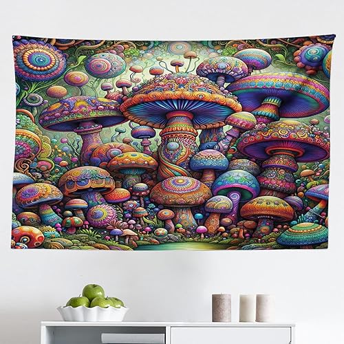 Miniatura 272 de Ambesonne Tapiz de naturaleza, silueta de oso salvaje en el bosque de la selva en la noche oscura, ilustración para colgar en la pared para Verde