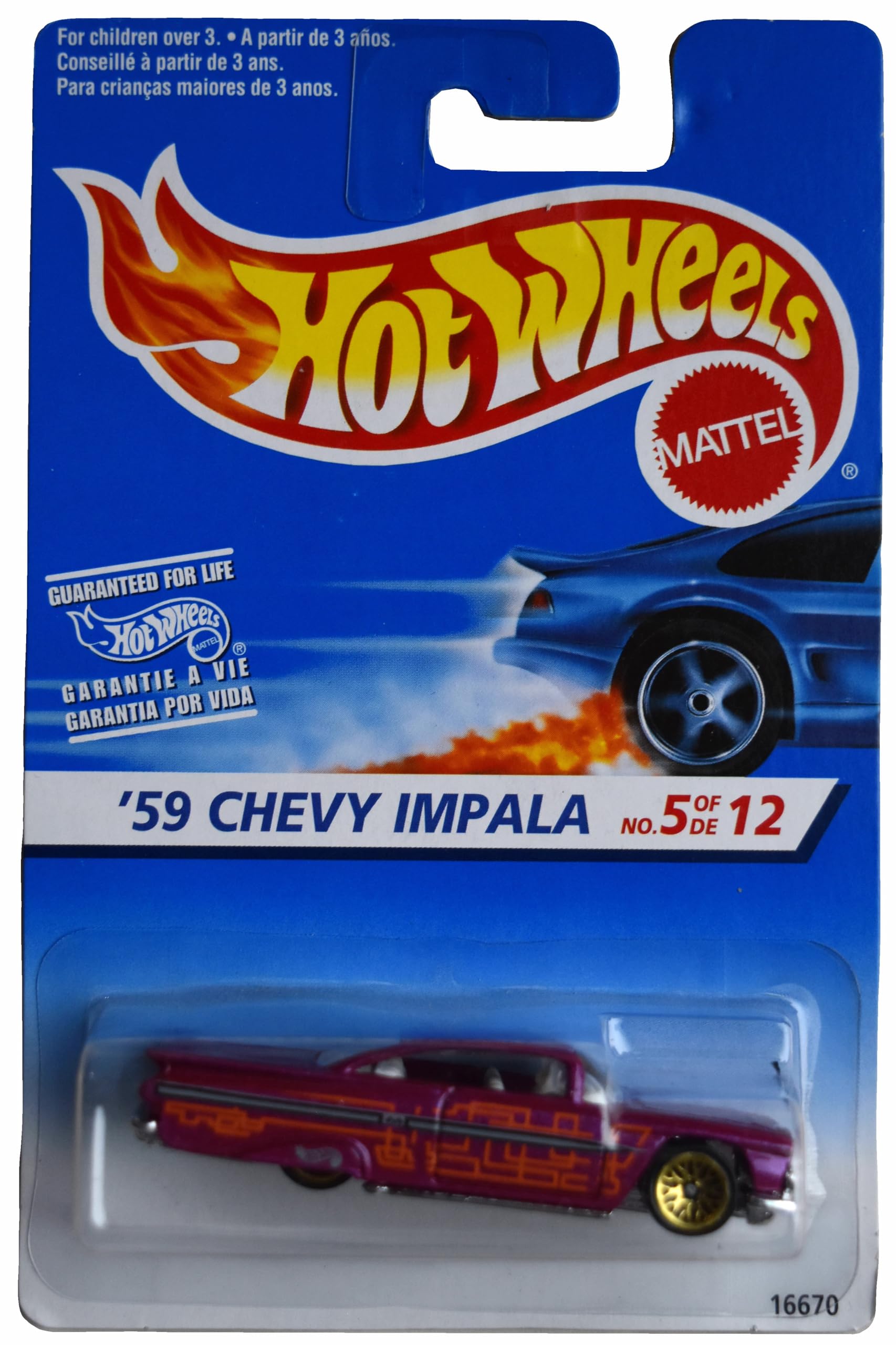 Amazon.com: Hot Wheels '59 Chevy Impala, Pink 5/12 : Toys & Games