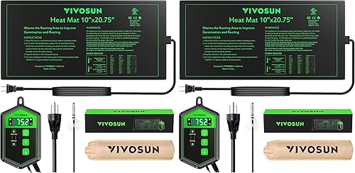 Vista 9 de VIVOSUN - Juego combinado de tapete térmico de 48 x 20.75 pulgadas y termostato digital para plántulas, almohadilla de calefacción hidropónica