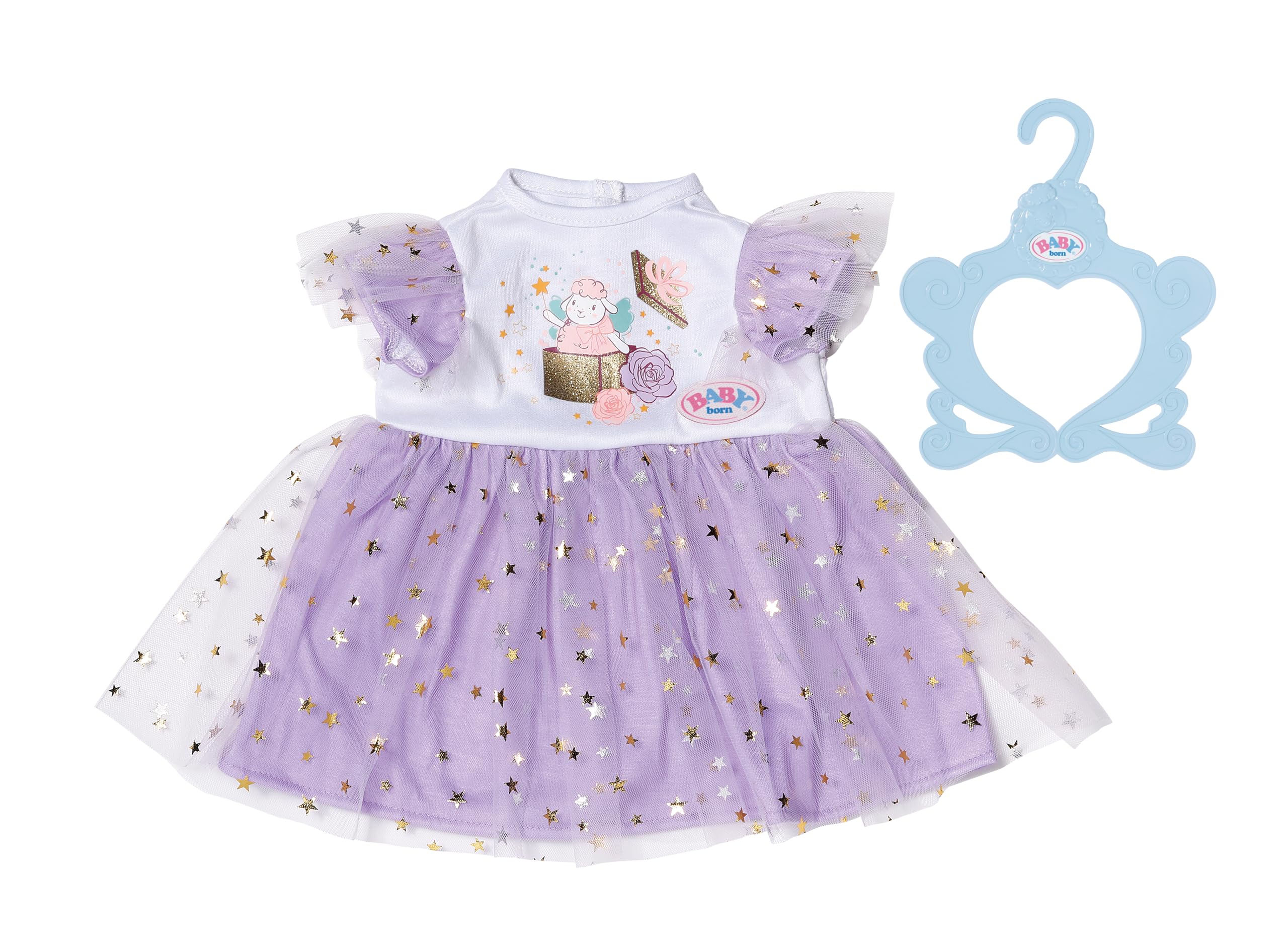 BABY born Lilac Tutu Dress - Doll dress with Tulle & Stars - Premium doll accessories - For dolls of size 43 cm
