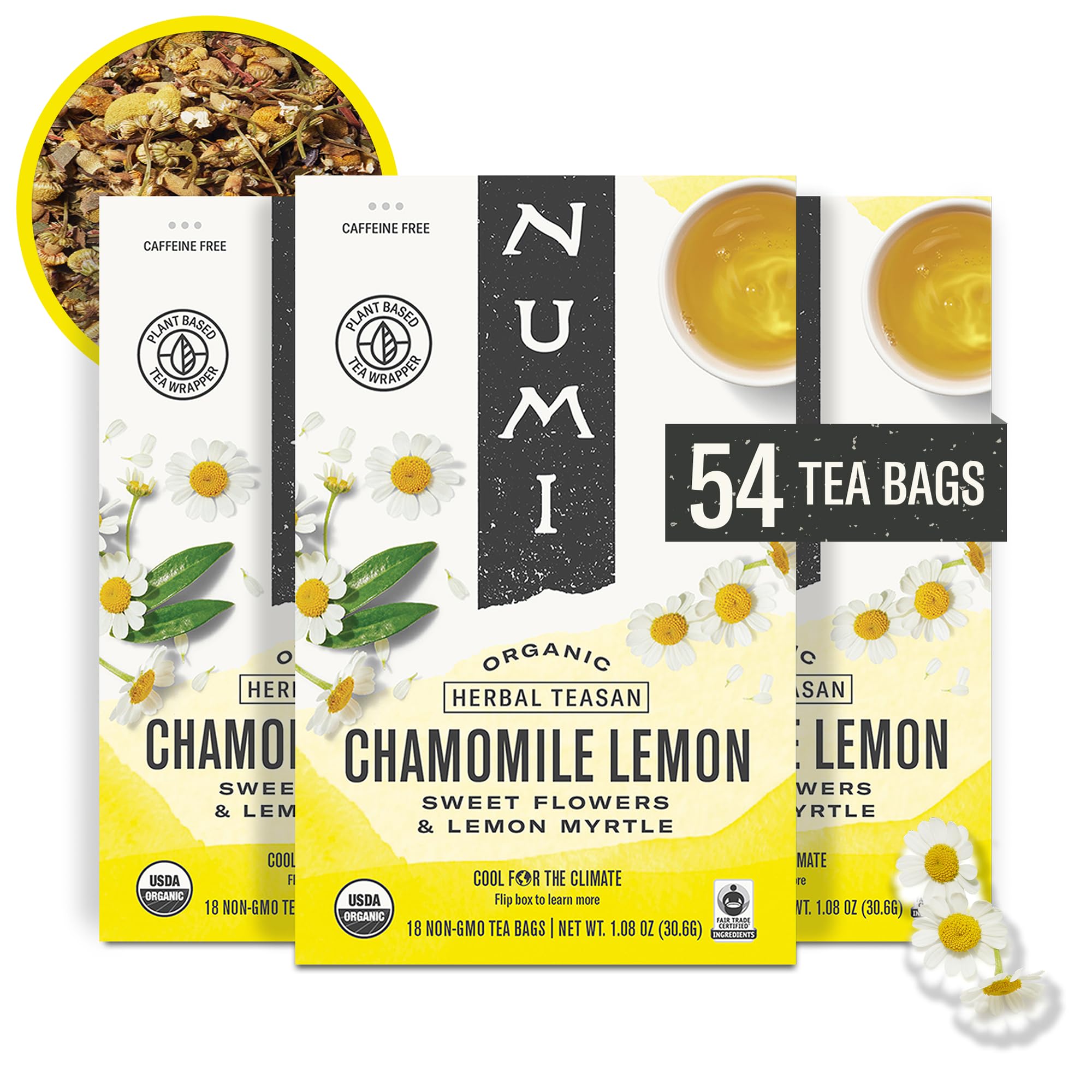 Amazon.com : Numi Organic Chamomile Lemon Tea – 54 Herbal Tea Bags