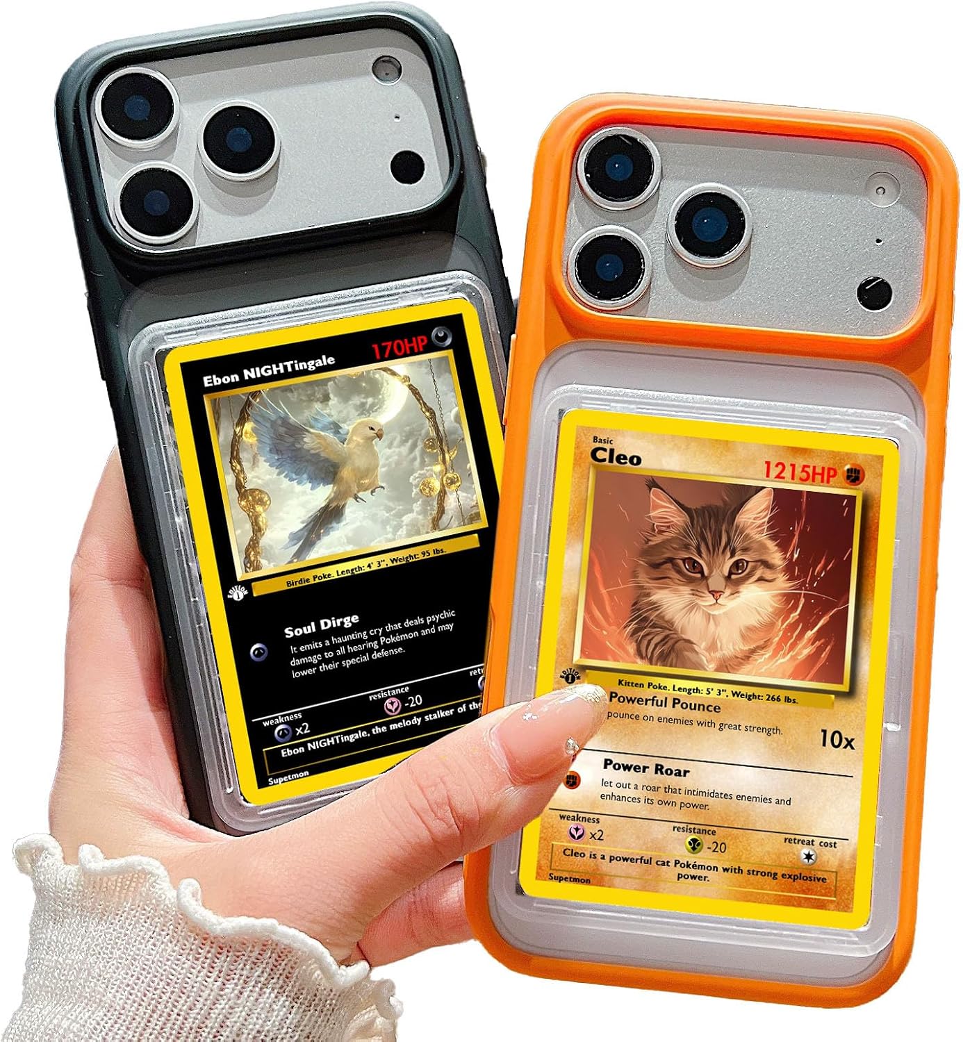 Card/Photo Display Phone Case for iPhone | TCG/Picture Display Top Loaders & Sleeves | Compatible Pokemon Cards, Sports, One Piece, Magic (Orange, iPhone 17 Pro Max)