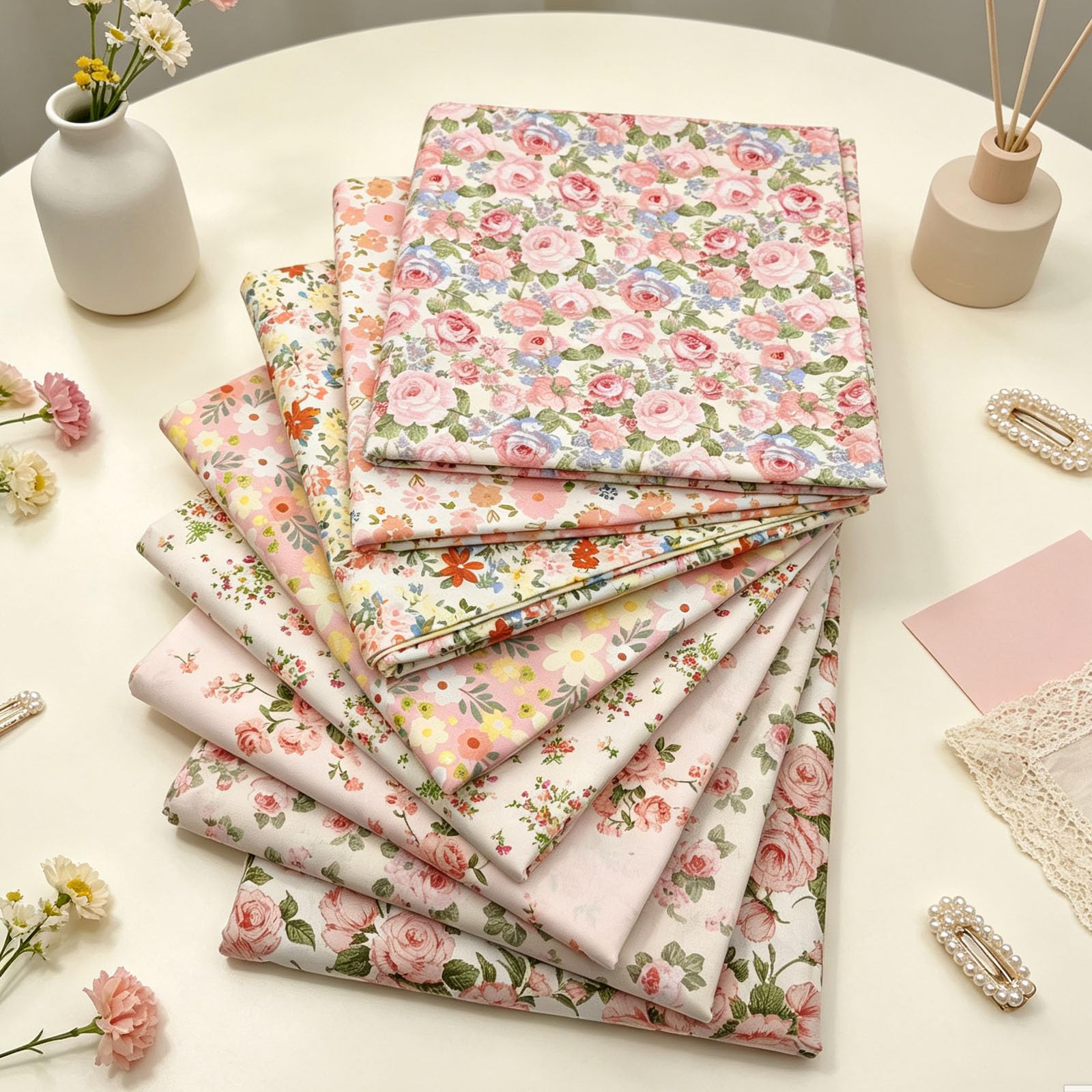Tessuto di cotone con motivo floreale, 2 m x 160 cm, al metro, per cucito