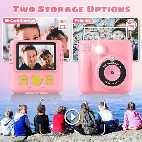 Miniatura 2 de Cámara para niños  Cámara instantánea para niños, pantalla de 2.4 pulgadas, cámara digital con zoom digital de 16X, tarjeta TF de 32 GB, lector de