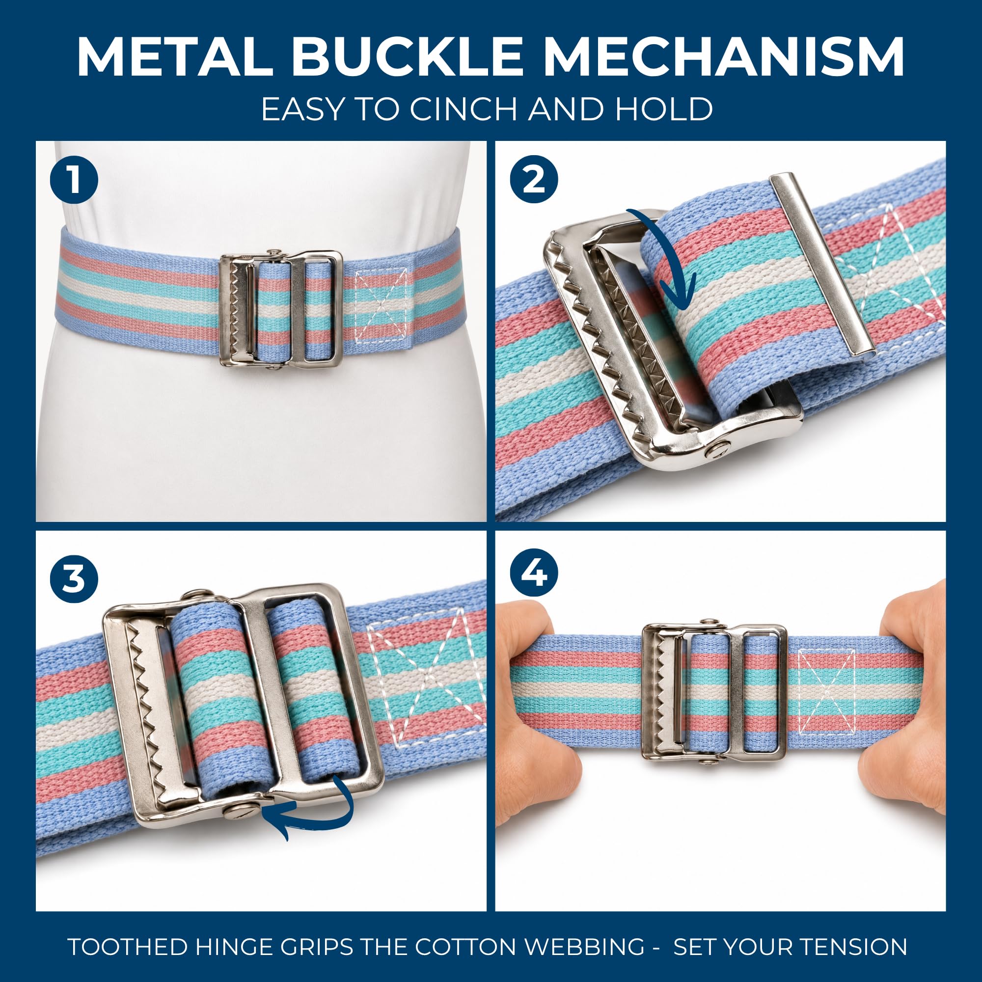 NYOrtho Metal Buckle Gait Belt - Adjustable Machine Washable Strong and Durable Material Latex Free, Natural, 60" — Amazon image 4