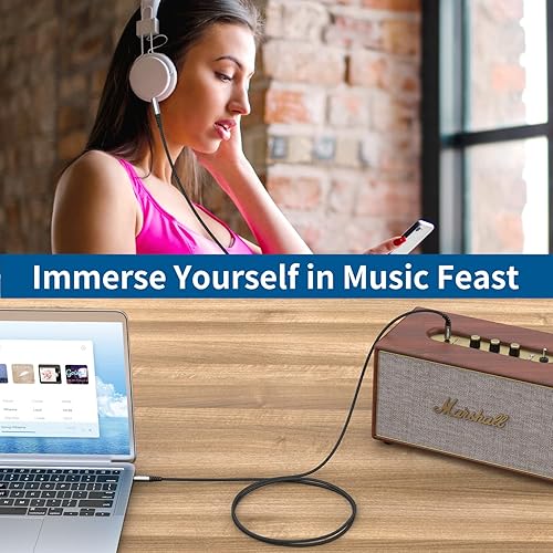 Miniatura 2 de Paquete de 2 cables auxiliares (3.3 pies3.3 ft, sonido de alta fidelidad), cable auxiliar TRS de audio auxiliar TRS de nailon trenzado compatible