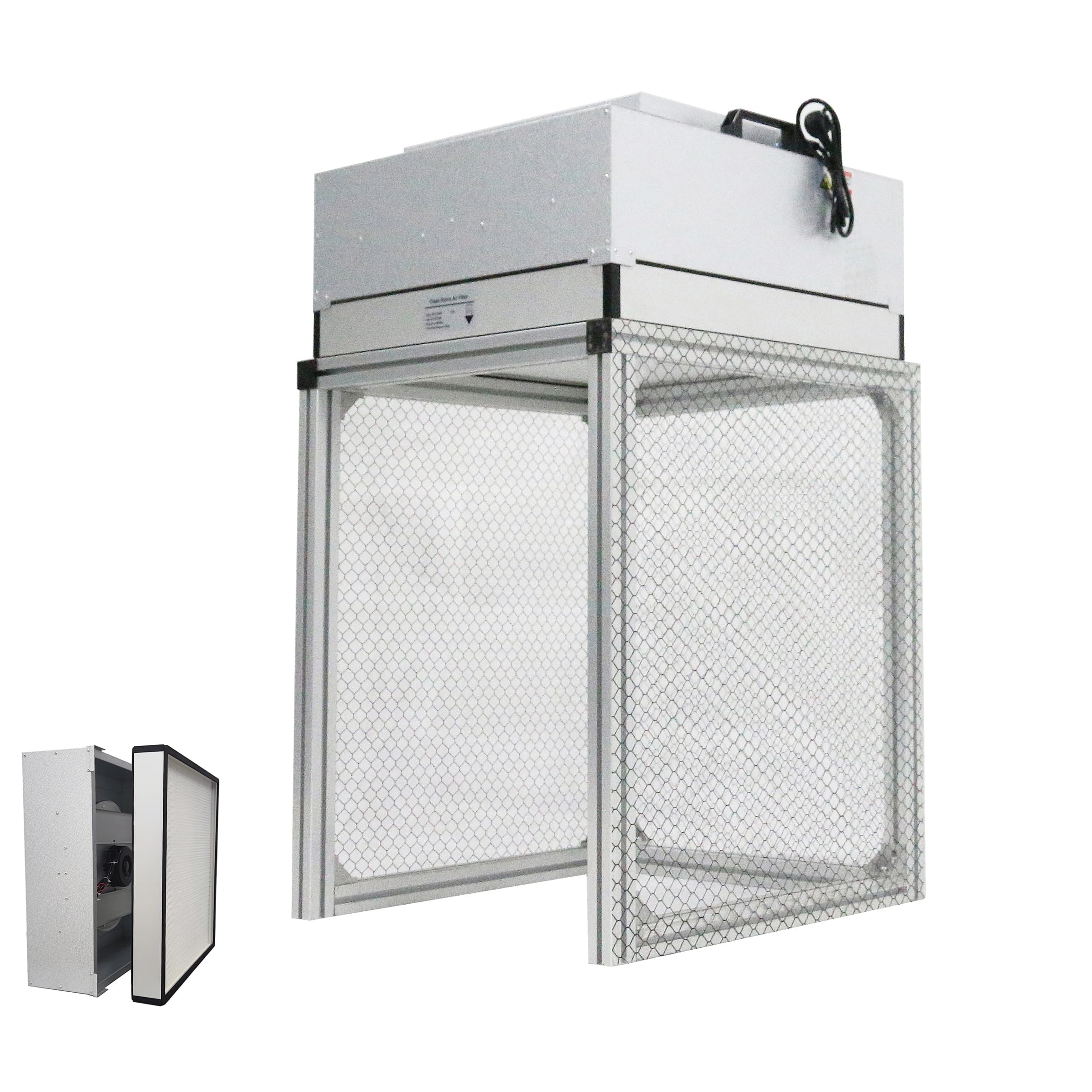 INTSUPERMAI 220V Vertical Laminar Flow Hood Air Flow Clean Bench with HEPA Filter for for Class 100 Aluminum Fan Dust Free Room Workshop 23.6×23.6×29.1inch