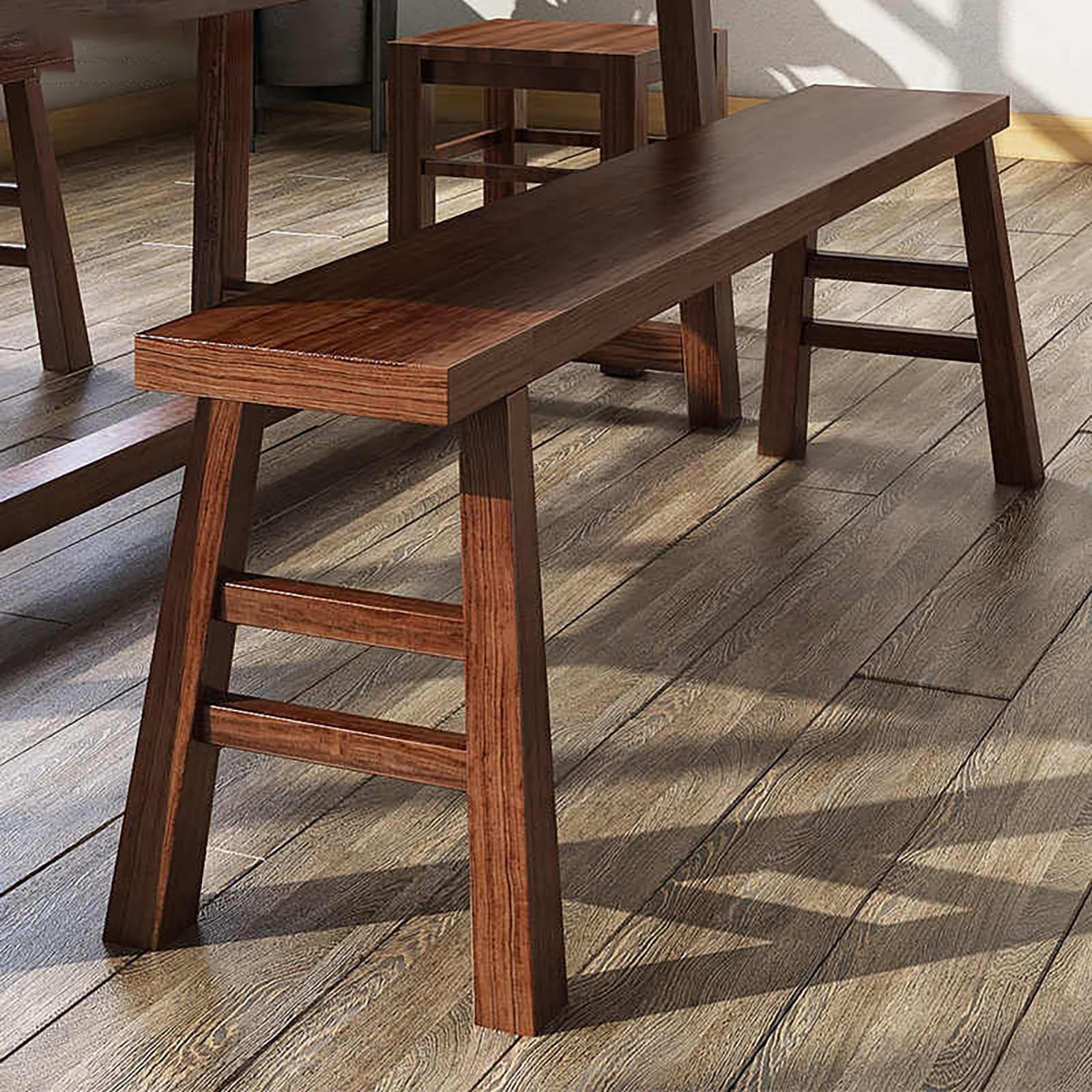 Banc d'intérieur en bois à coins arrondis, finitions artisanales de qualité