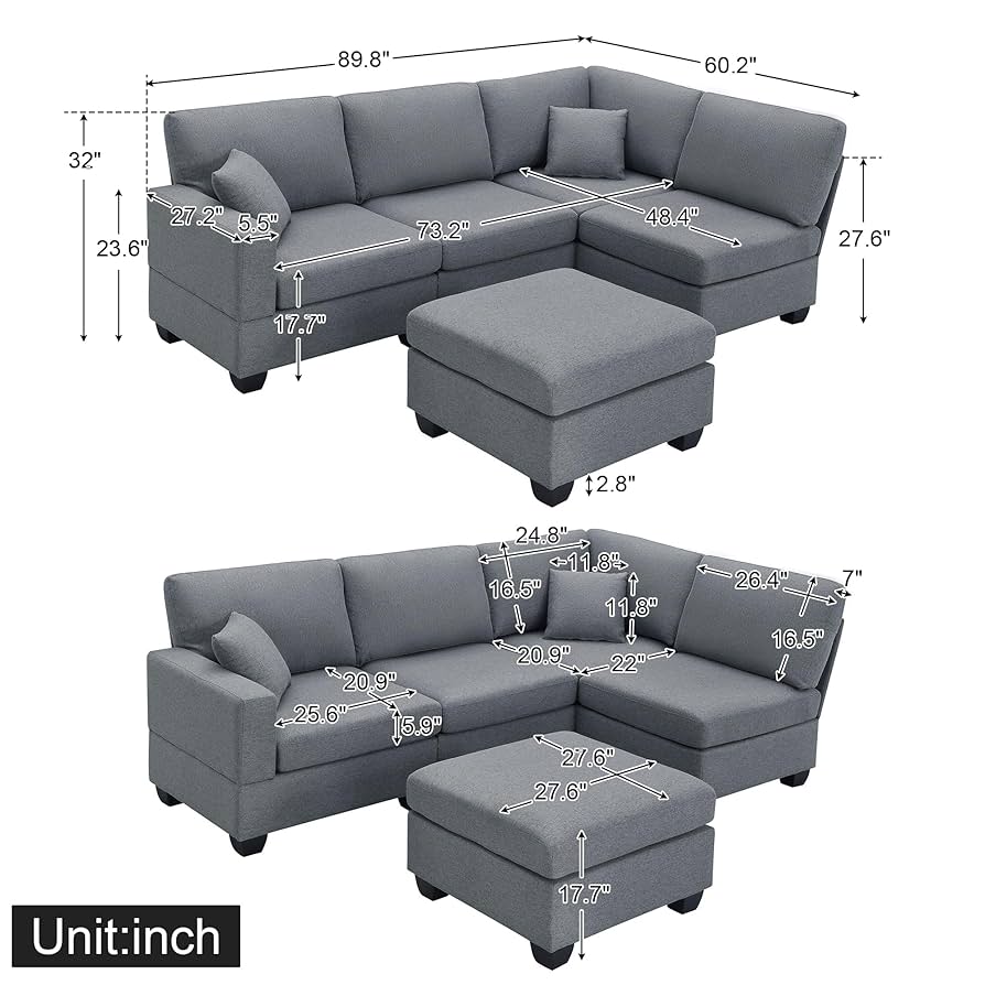Amazon｜WILLIAMSPACE 90インチ セクションソファカウチ