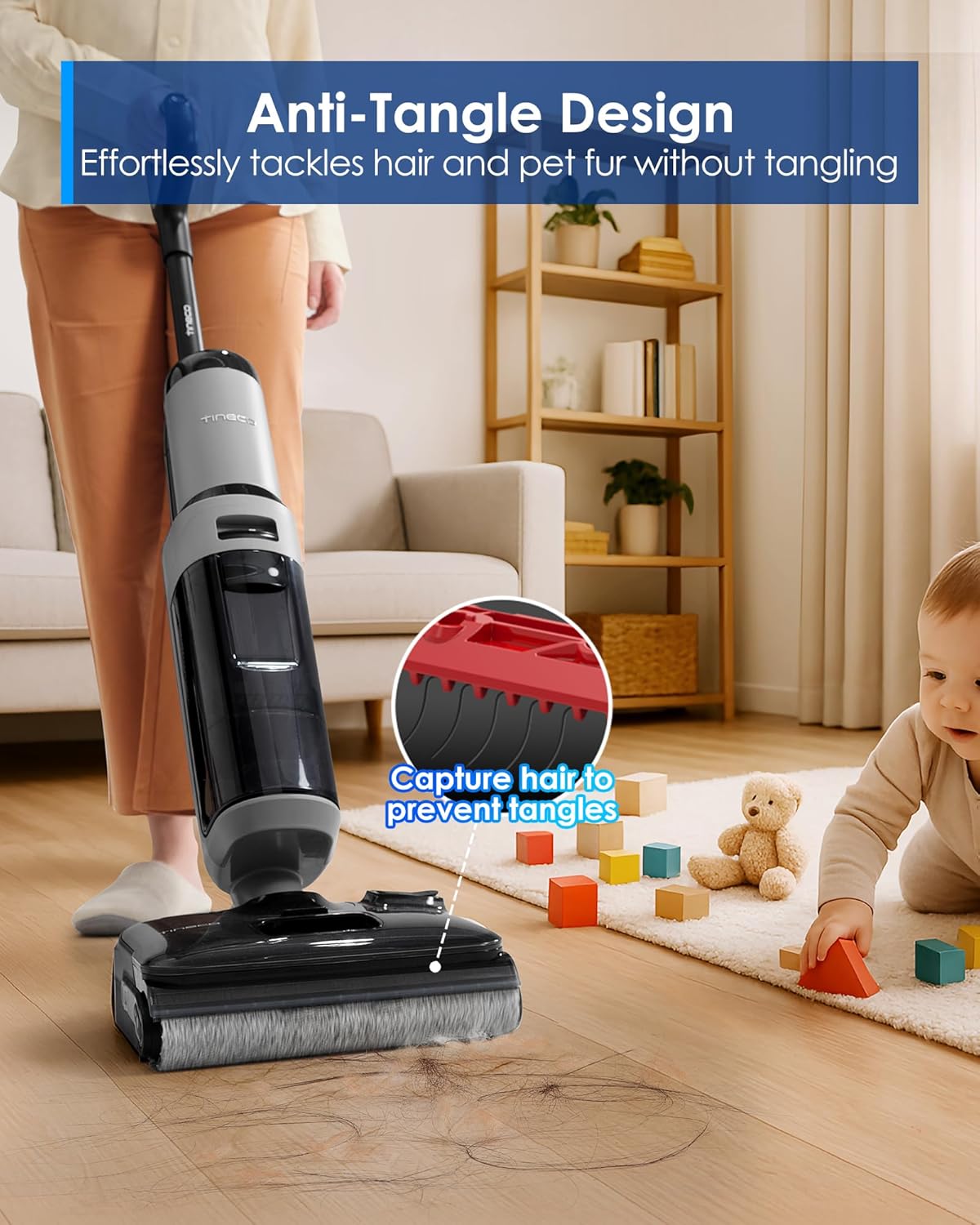 Tineco Floor ONE i5 Stretch Wet Dry Vacuum Cleaner Lay Flat Vacuum Mop&Tineco Pure ONE S30 Cordless Vacuum Cleaner, Up to 65min Runtime, Stick Vacuum for Home