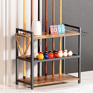 MAWEW Pool Stick holder,Pool stick holder floor stand,Pool Cue Rack,Pool Cue Holder,Pool Table Accessory,Billiard Cue Rack,Retro Design.(Black)…