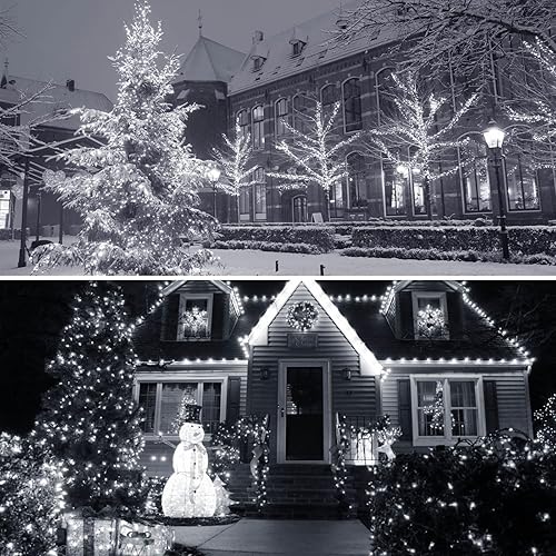 Vista 38 de Paquete de 4 100 luces LED que funcionan con pilas, con control remoto, luces parpadeantes impermeables de 33 pies con temporizador y 8 modos