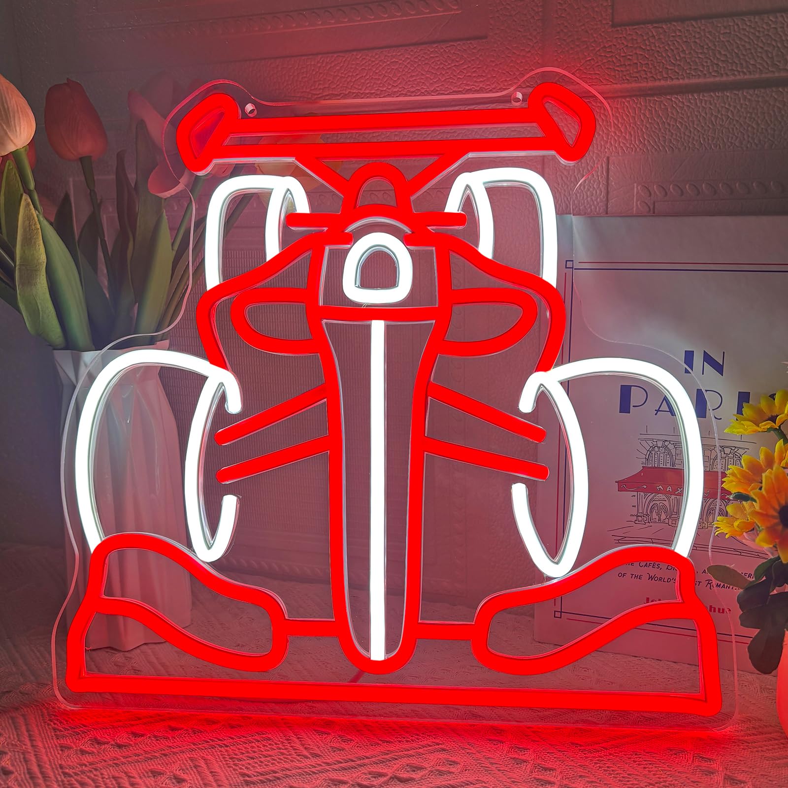 Neonowy znak samochodu sportowego, fajny samochód, dekoracja ścienna, zasilane przez USB, ściemniane, neonowe światła, akryl, do sypialni, pokoju gier, garażu, męskiej jaskini, prezenty urodzinowe