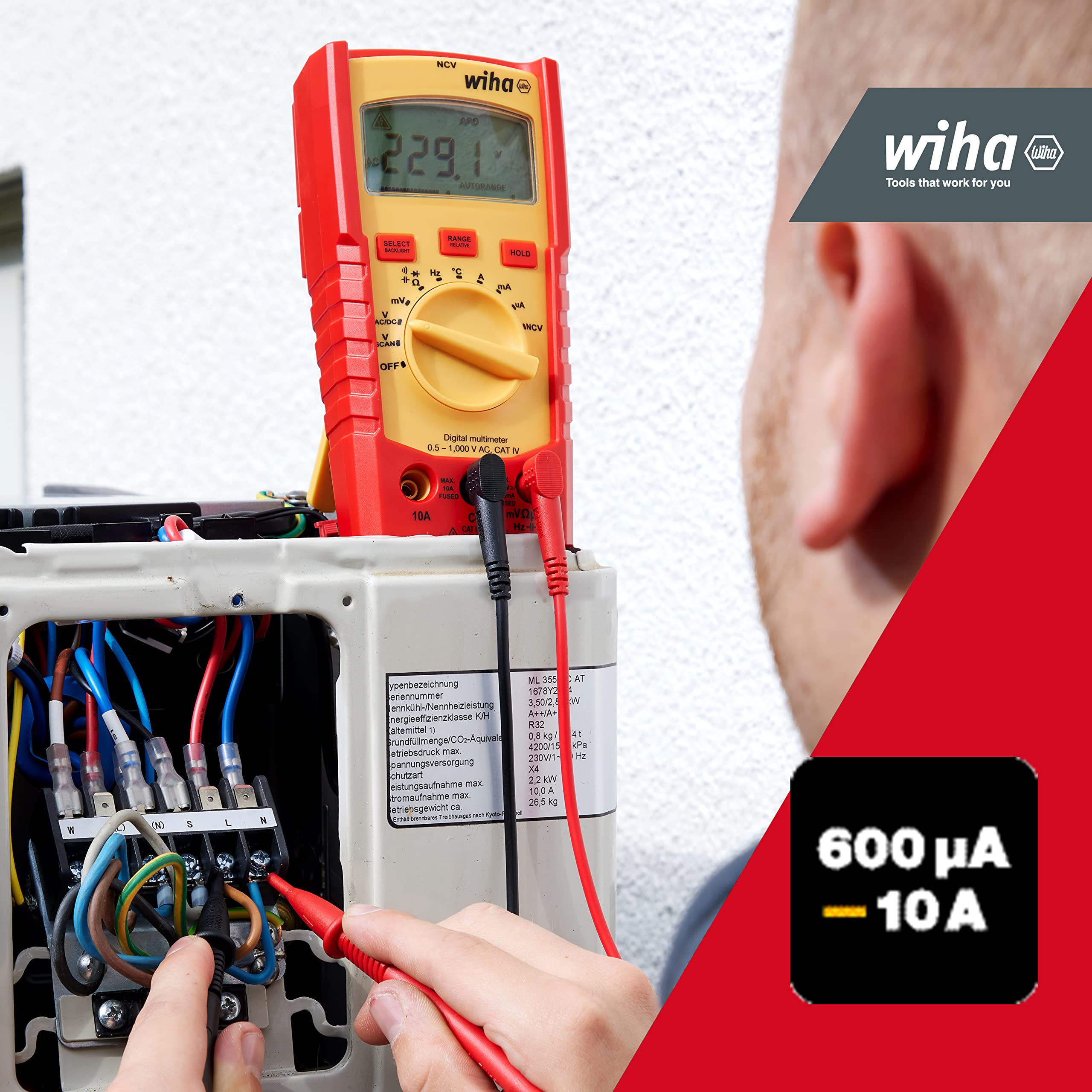 Wiha Digitales Multimeter bis 1.000 V AC, CAT IV inkl. 2x AAA-Batterien I mit True-RMS Funktion I LCD-Anzeige (45215)