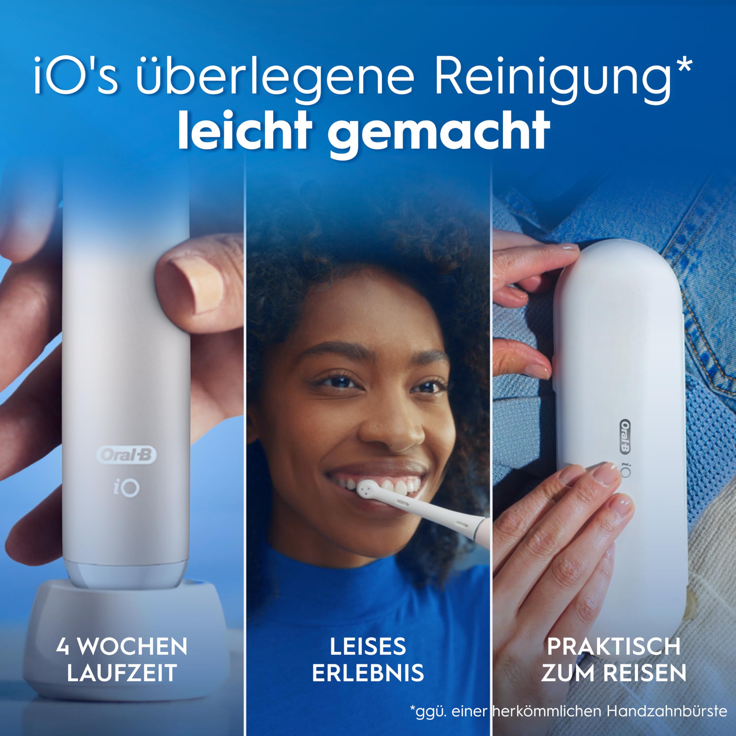 Oral-B iO Series 2 Elektrische Zahnbürste Rosa PLUS Original Oral-B iO Sanfte Reinigung Aufsteckbürste Weiß 3x