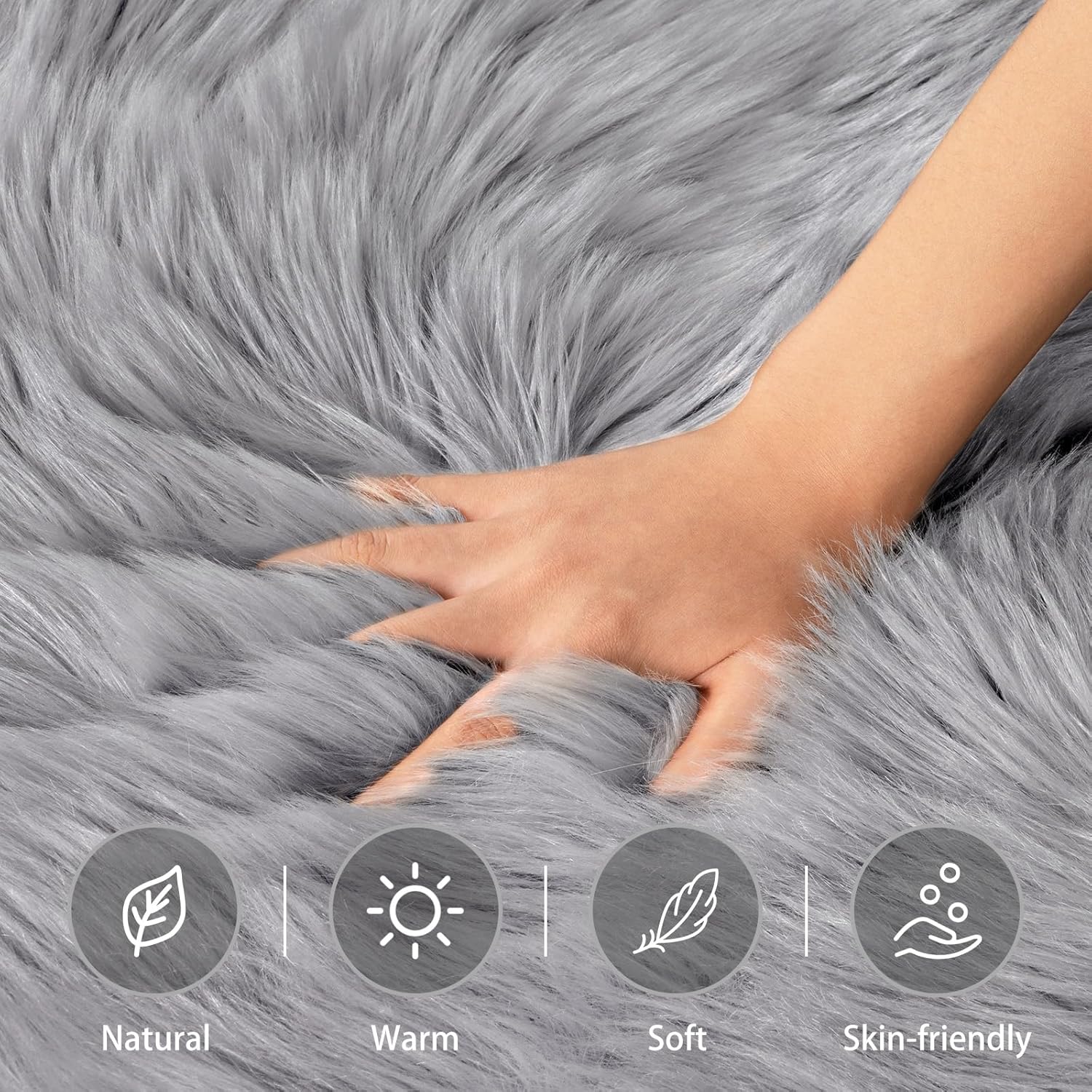 Ciicool Ultra Soft Faux Sheepskin Fur Rug Fluffy Rug for Bedroom Fuzzy Carpet for Living Room Kid's Room Nursery Decor, Grey 2 x 6 Feet 2' x 6' (Sheepskin) Grey image 3 of 9 B0832ZML66