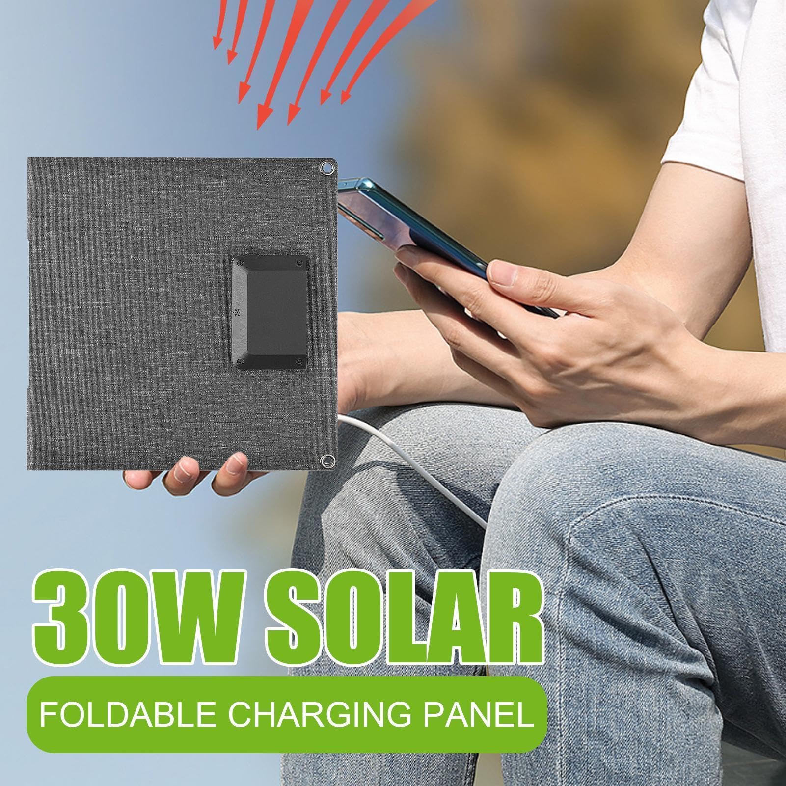 Cargador Solar de Baterías Resistente a Rayos UV, Protección contra | Cargador USB Plegable con Panel Solar Viajes Jardín Picnic Senderismo Escalada Ciclismo Pesca