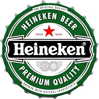 Heineks Beer Cap Tin Sign Cafe Bar Pub Beer Wall Decor Art Bottle Cap Tin Sign Vintage Metal Tin Sign Dia 13.8 X13.8 Inch