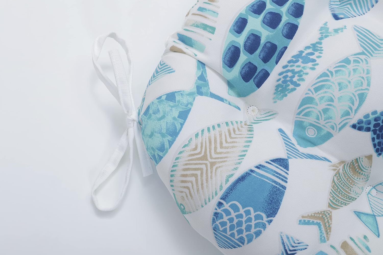 Pillow Perfect Outdoor/Indoor Hooked Seaside Blue Chair Pads, 2 Count (Pack of 1)