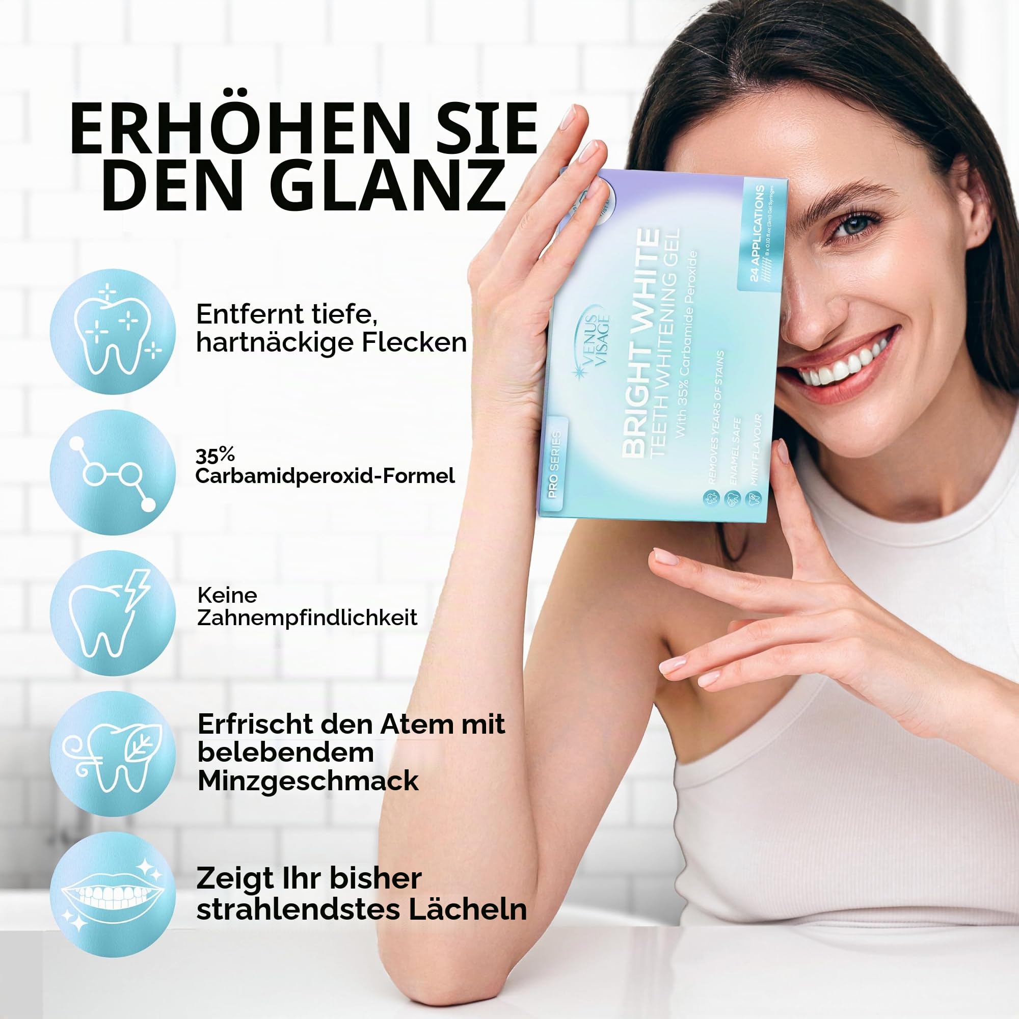 Venus Visage Zahnaufhellung Gel Spritzen (8 Pack) - Zahnaufhellung Kit Nachfüllung für Tabletts - Keine Empfindlichkeit - Sichtbare Ergebnisse (je 3 ml/3,0 ml)