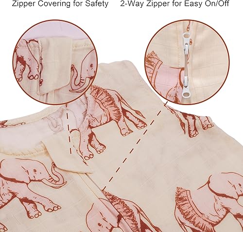 Miniatura 6 de Saco de dormir para bebé, manta de muselina de algodón con cremallera de 2 vías, saco de dormir sin mangas para recién nacido