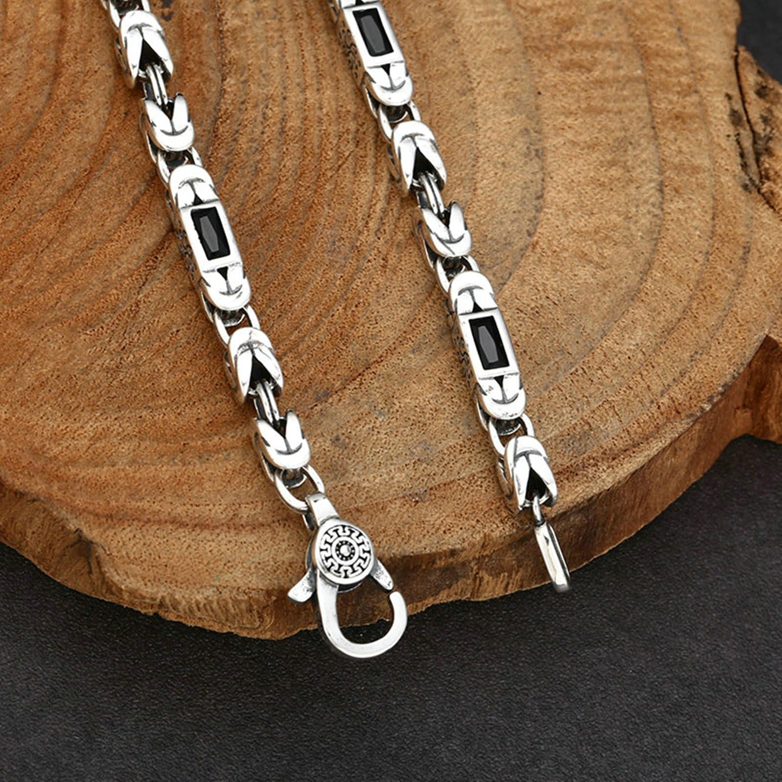 Collar de plata de ley maciza con cadena Belcher y circonita cúbica