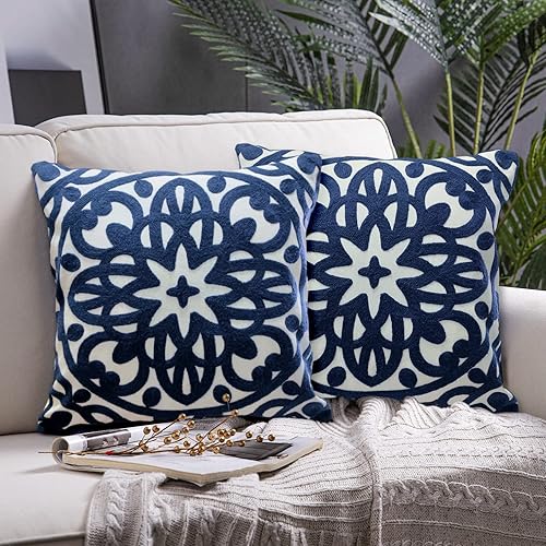 Alysheer Embroidered Decorative Throw Pillow Covers 18"x18" Set of 2