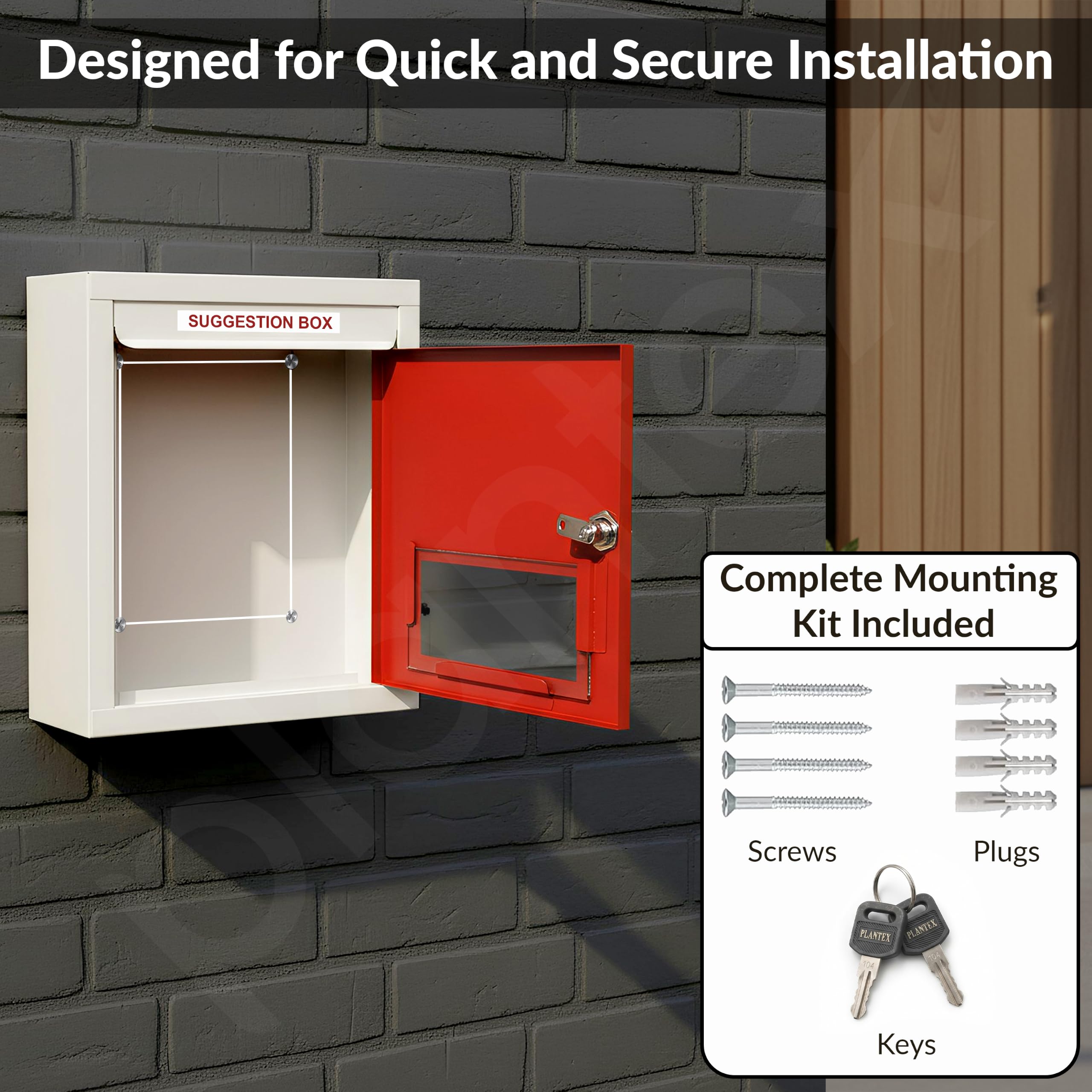5-Pack Letter & Suggestion Boxes with Lock - Red & Ivory -8
