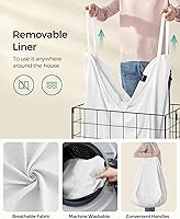 Vista 23 de SONGMICS 29 Gal. (110L) Laundry Basket, Laundry Hamper, Collapsible Clothes Hamper, Removable and Washable Liner, Metal Wire Frame, for Bedroom